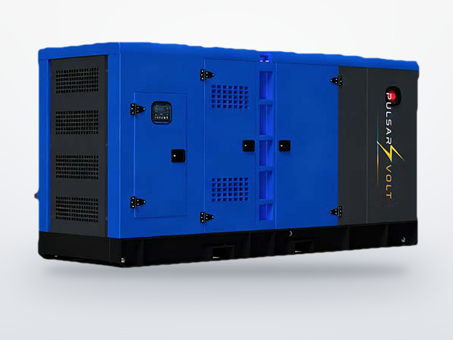 Groupe électrogène industriel 125 kVA, capot insonorisé bleu