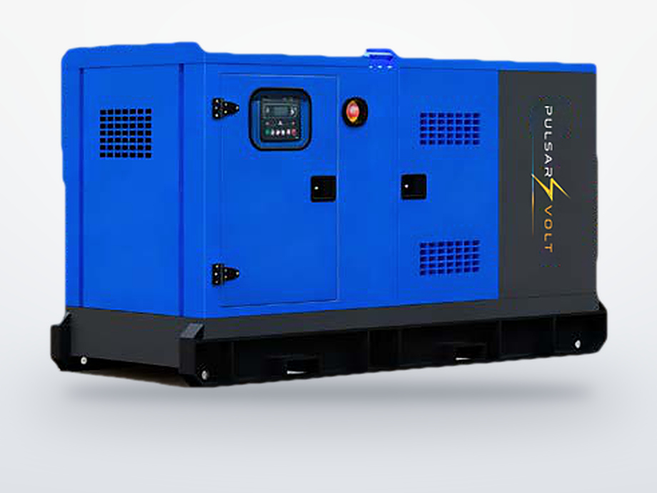 Groupe électrogène industriel 60 kVA, capot insonorisé bleu