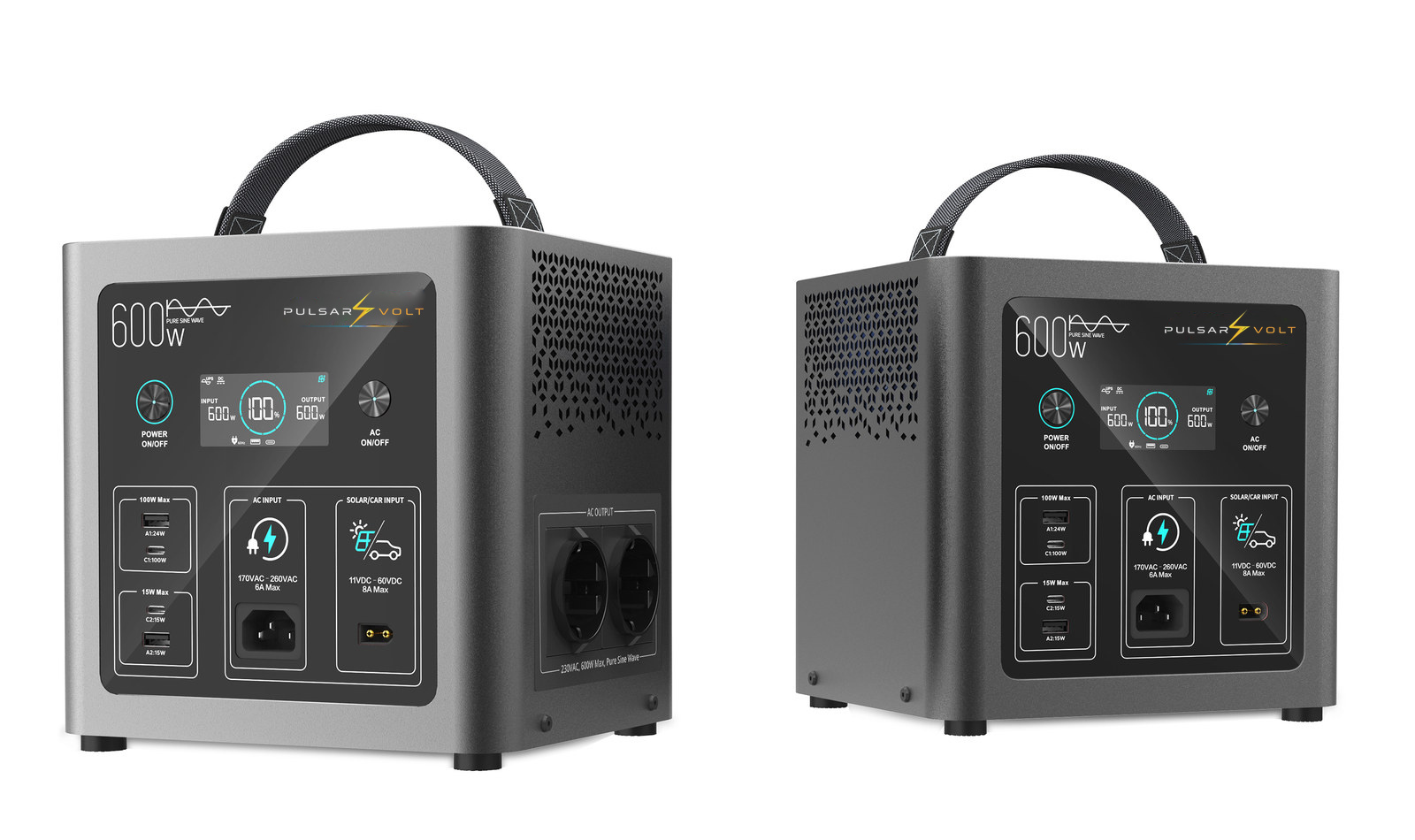 Station d'énergie portable M600, les deux finitions vues de trois quarts
